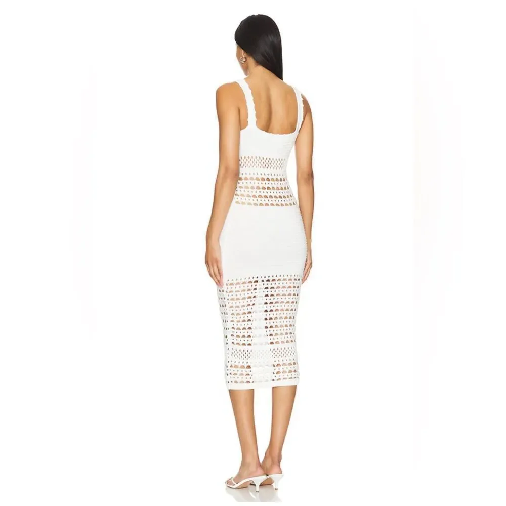 NWT RETROFÊTE AVRIL KNIT CROCHET DRESS in white - Picture 10 of 13